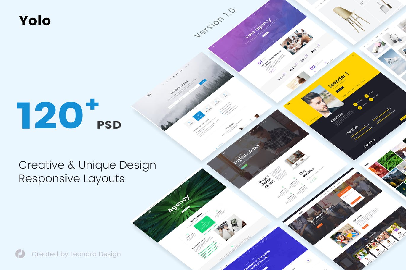 响应式网页设计多用途网站设计PSD模板 Yolo | Responsive Multi-Purpose PSD Template插图