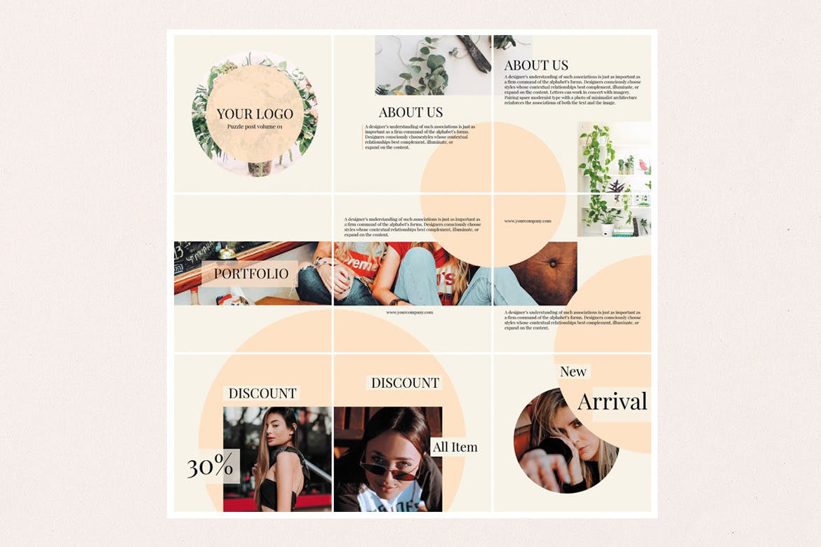 Instagram社交平台营销推广广告设计模板素材库精选素材v01 Instagram Post Puzzle Vol.01插图(1)