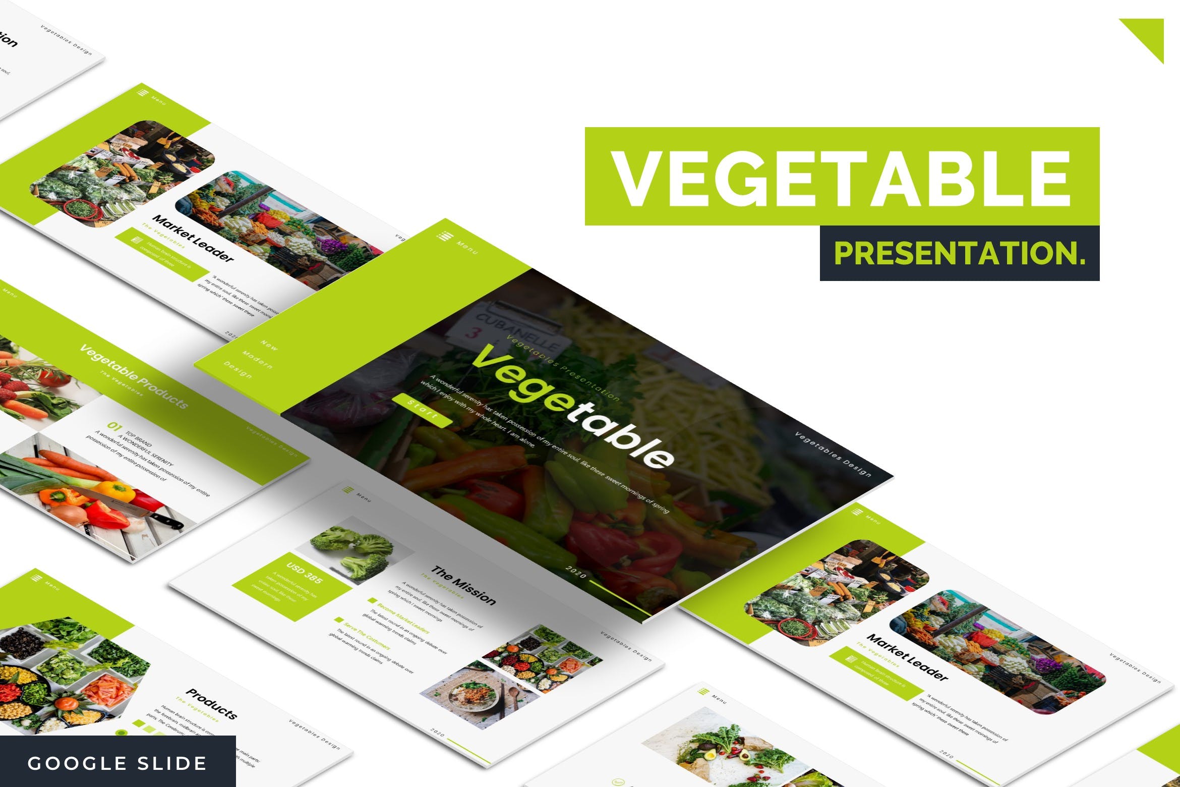 农产品/蔬果主题Google演示模板素材库精选 Vegetable – Google Slide Template插图