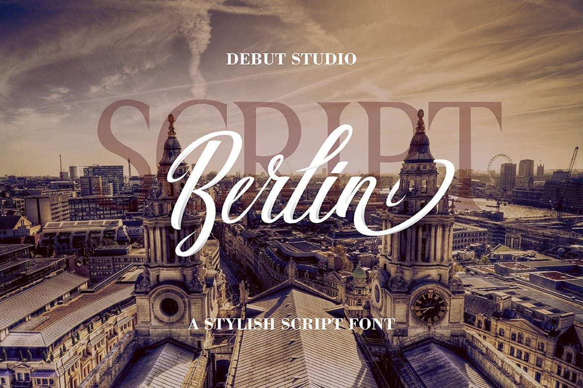 笔刷手写英文字体设计&版式设计衬线字体 Berlin Script + Great Serif插图