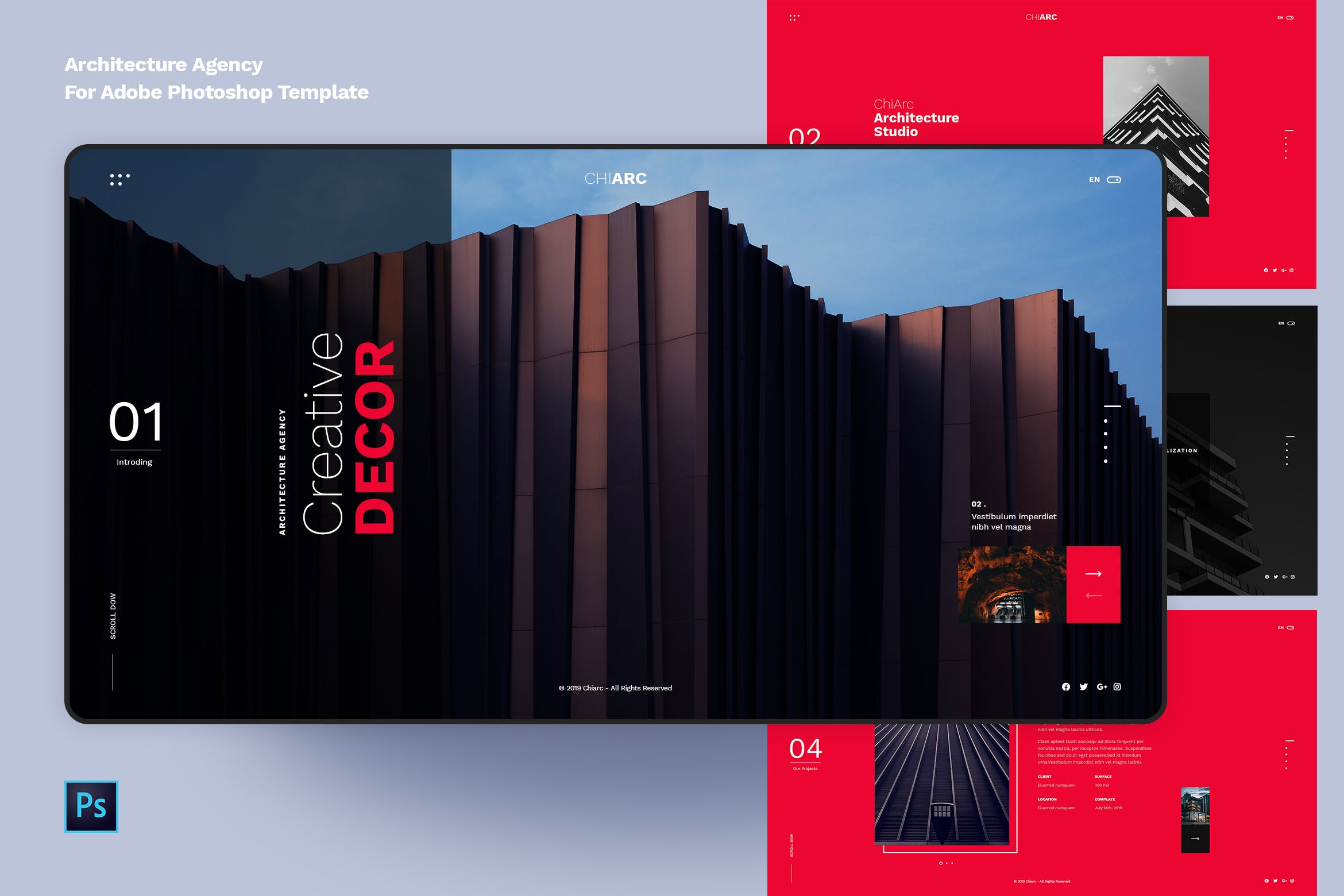 建筑主题网站界面设计PSD模板 ChiArc-Architecture for Adobe PSD Template插图