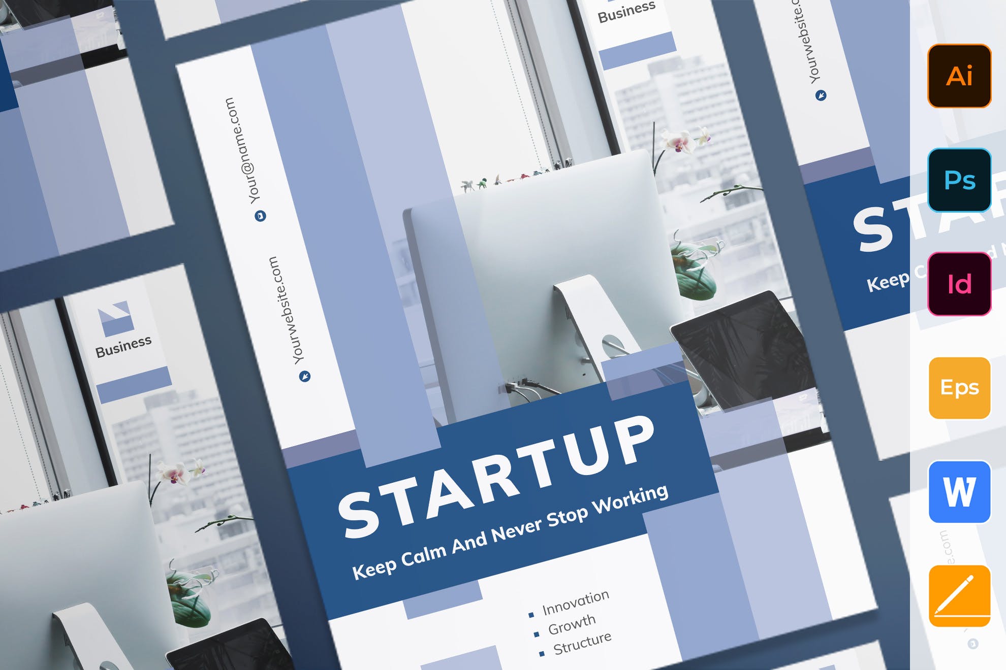 创业互联网项目简介宣传海报PSD素材素材库精选模板 Startup Poster插图