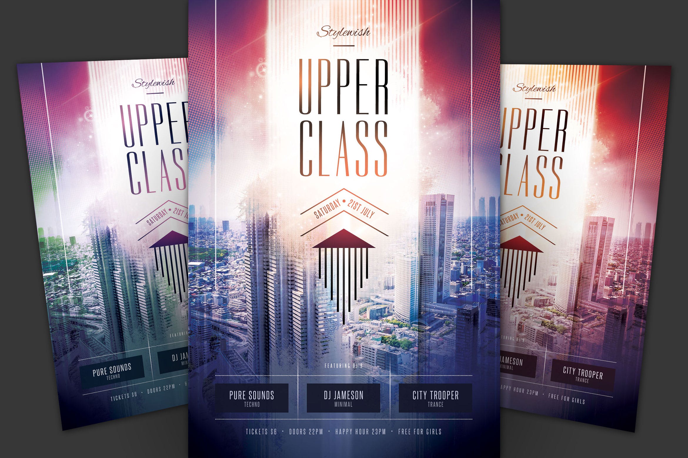 上流社会俱乐部活动传单海报PSD素材素材库精选模板 Upper Class Flyer插图