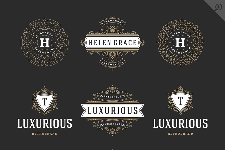 250个复古装饰风格Logo模板 250 ornaments logos & monograms插图(10)