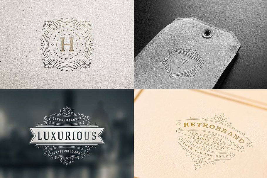 250个复古装饰风格Logo模板 250 ornaments logos & monograms插图(11)