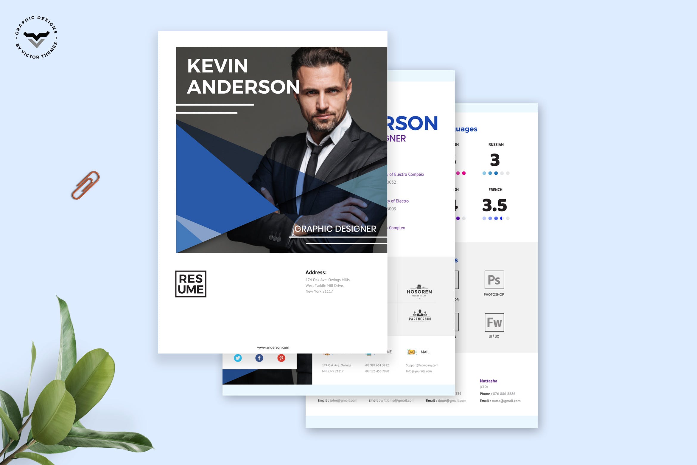 高级设计师创意个人简历排版设计模板 Professional CV Template插图