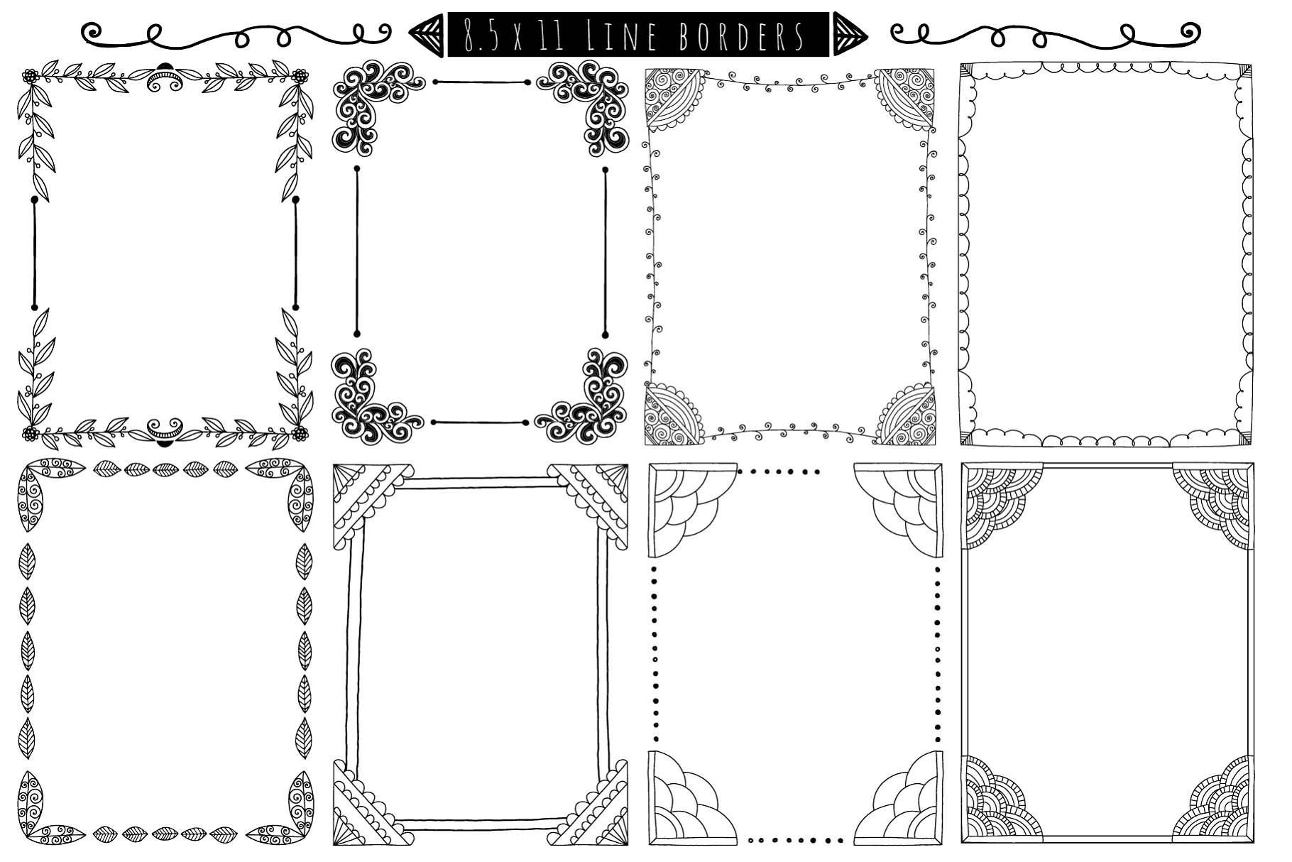 涂鸦手绘边框和框架 Hand-Drawn Borders & Frame Doodles插图(5)