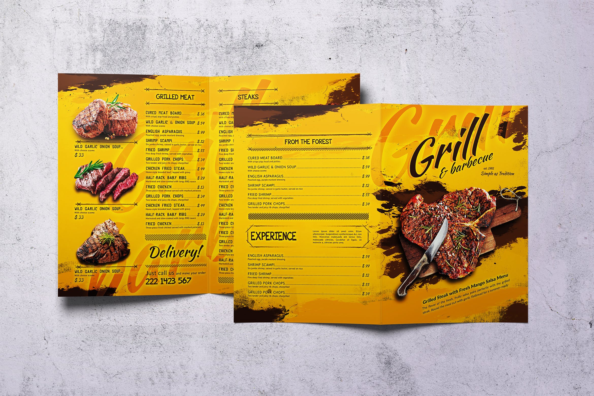 A4&美国信纸规格BBQ烧烤素材库精选菜单模板 Barbecue Bifold A4 & US Letter Food Menu插图