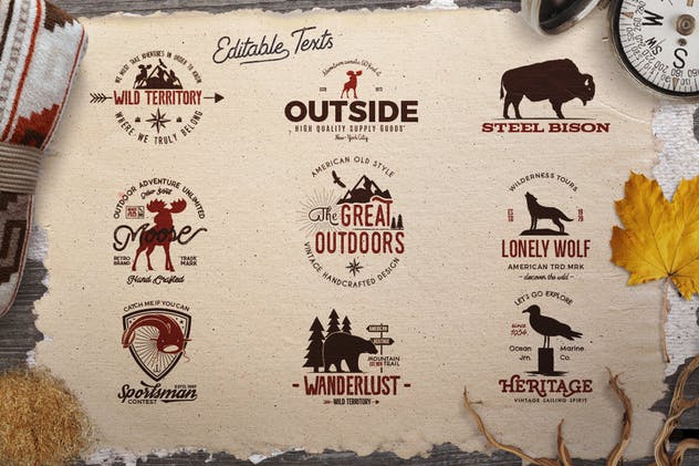 野生动物图形复古Logo徽章设计模板V1 Wild Animals Vintage Logo / Badges [Part 1]插图(1)
