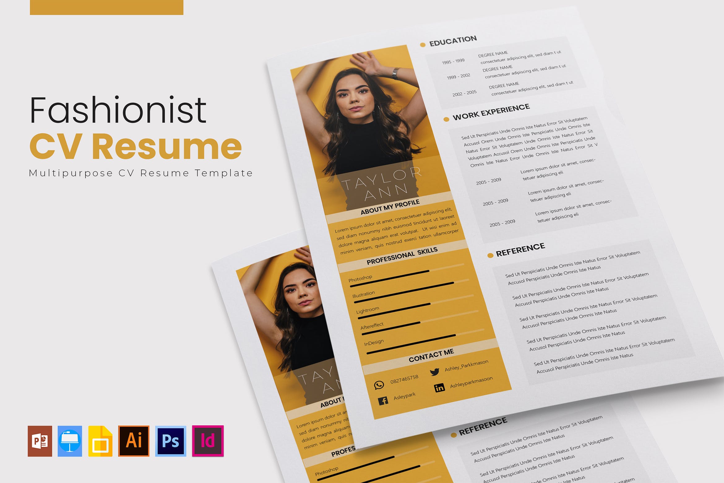 时尚行业职位应聘介绍信&电子简历模板 Fashionist | CV & Resume Template插图