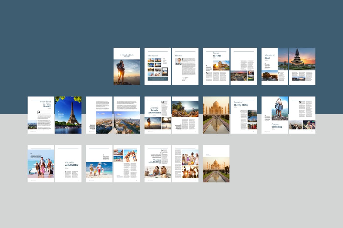旅行者旅游主题杂志版式设计模板 Indesign Magazine Template插图(1)