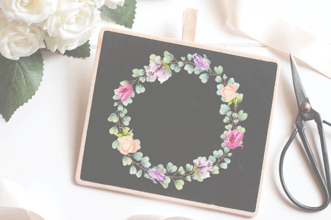 柔和色调水彩花环剪贴画素材库精选PNG素材 Three Watercolor Wreaths in Pastel Shades插图(2)