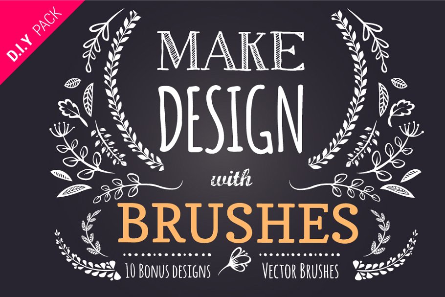 65款手工花卉笔刷+10个Logo模板 65 DIY Floral brushes + 10 logos插图