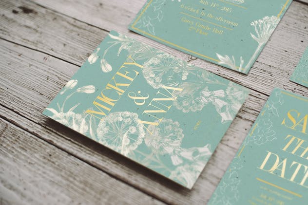 经典优雅叶子婚礼邀请函模板 Classic Foliage Wedding Invitation插图(1)