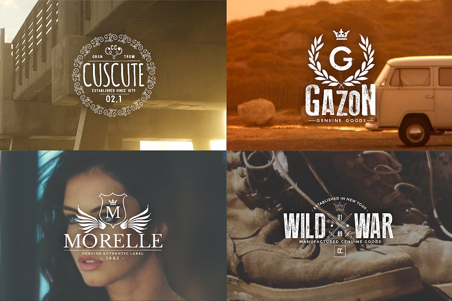 复古环绕花边徽章设计Logo模板 Vintage Logos & Badges Set 4插图(3)