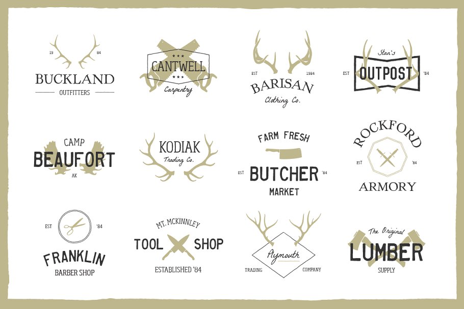 复古设计风格品牌Logo设计模板合集 Expedition Vintage Logo Bundle插图