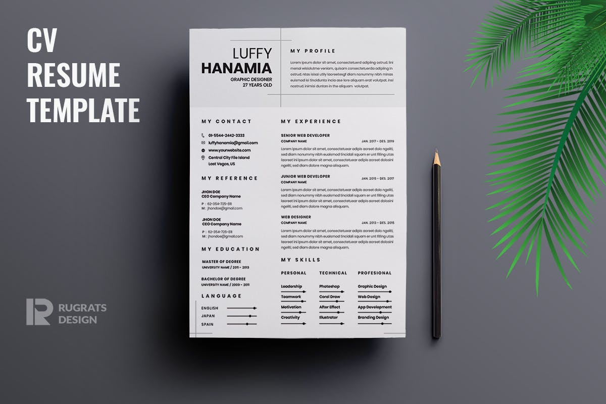 极简CV简历&介绍信设计模板 Minimalist CV  Resume R25 Template插图