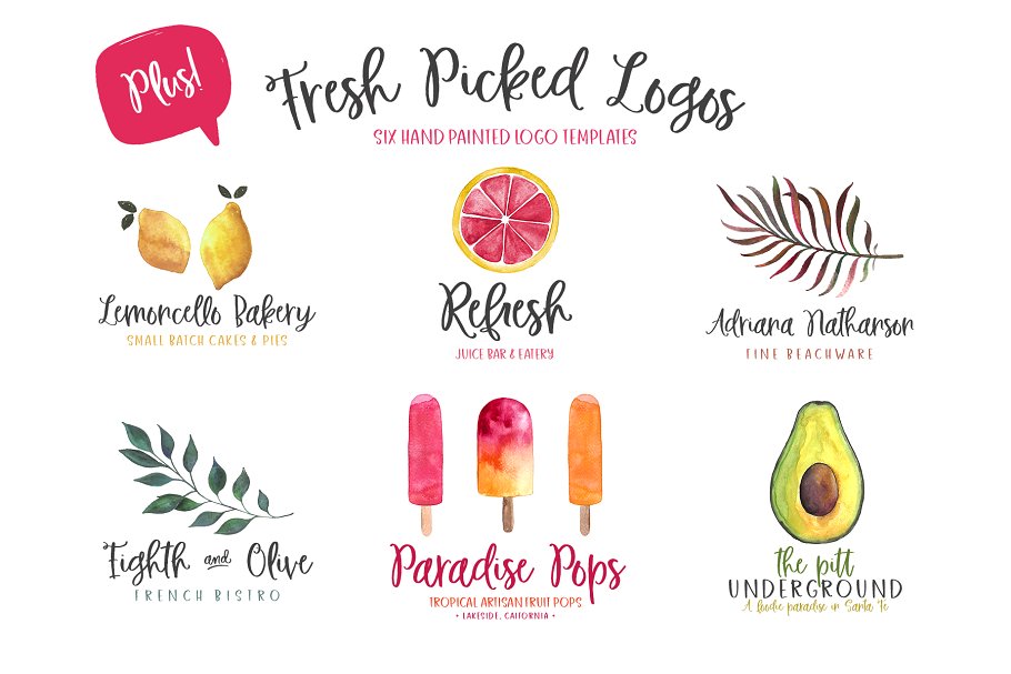 新挑选的水彩素材和字体工具包 Fresh Picked Watercolor & Font Kit插图(11)
