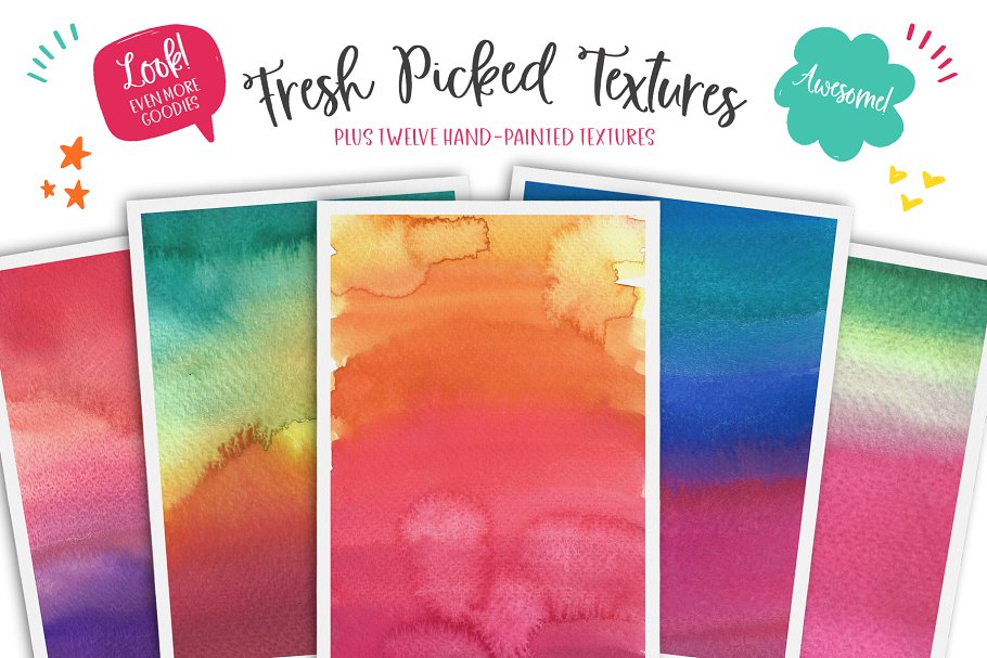 新挑选的水彩素材和字体工具包 Fresh Picked Watercolor & Font Kit插图(12)