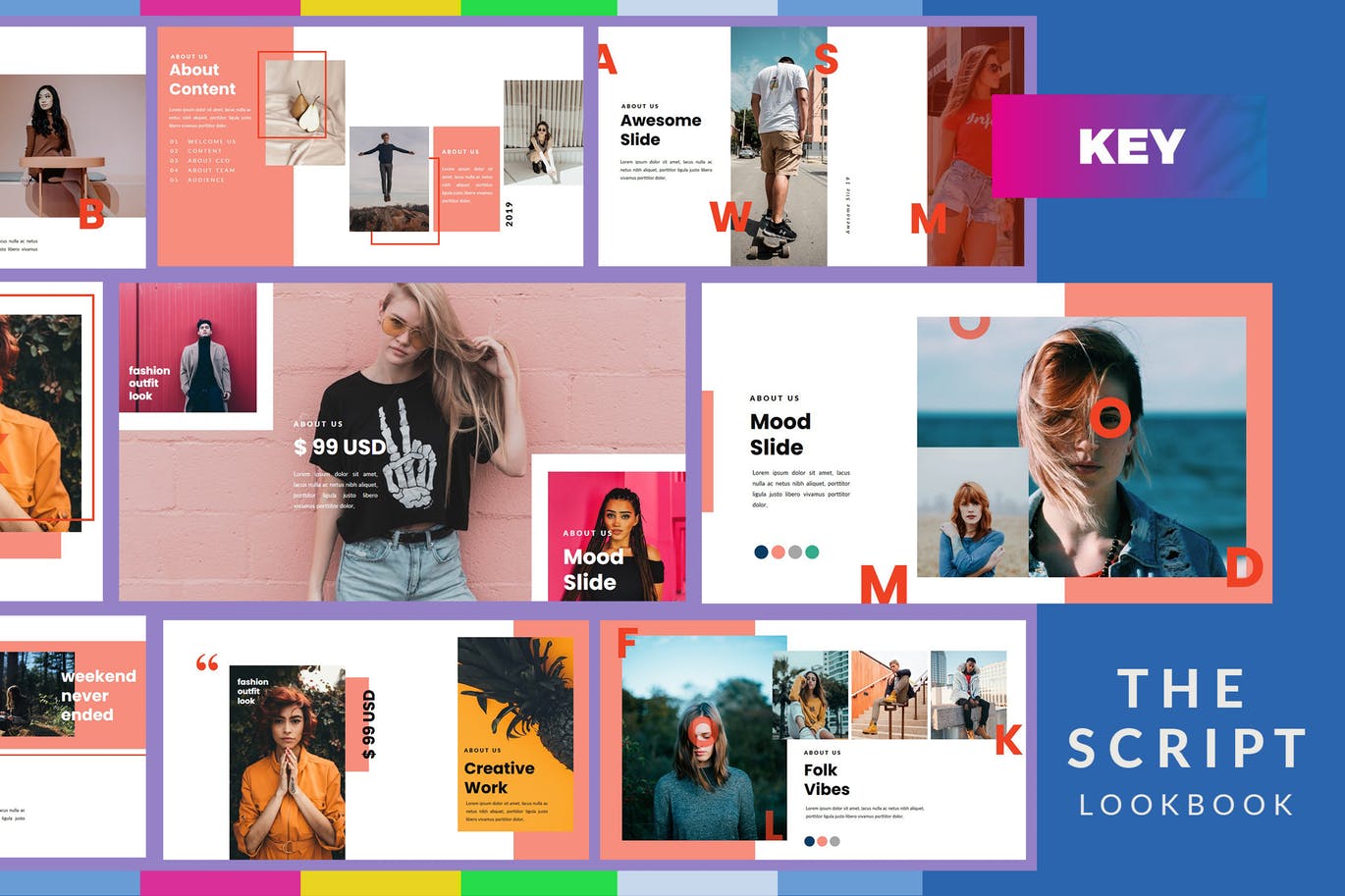 时尚产品目录Keynote演示文稿设计模板 The Script Lookbook – Keynote Template插图