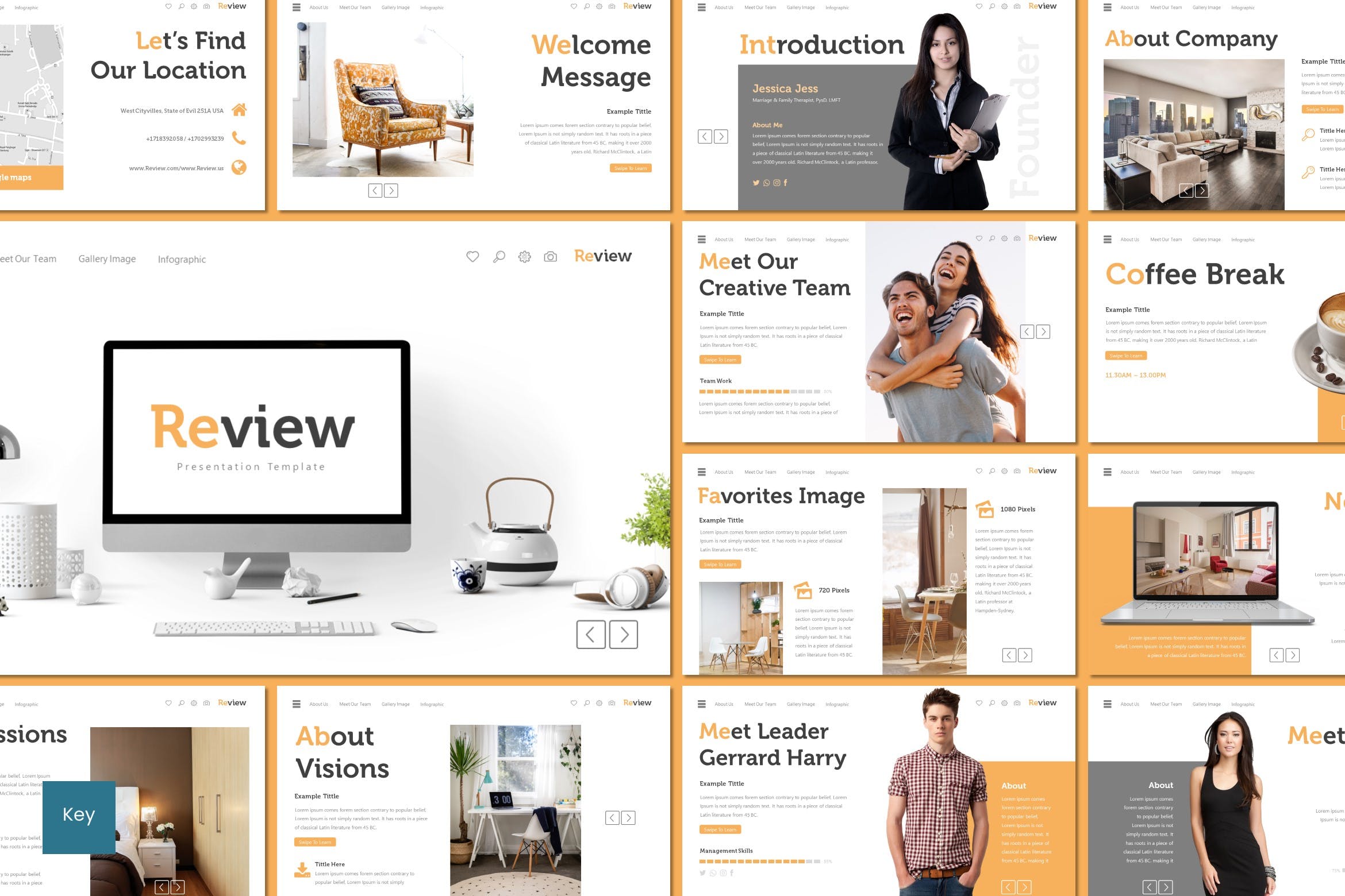 企业团队/产品/历史等信息介绍Keynote演示文稿模板 Review – Keynote Template插图