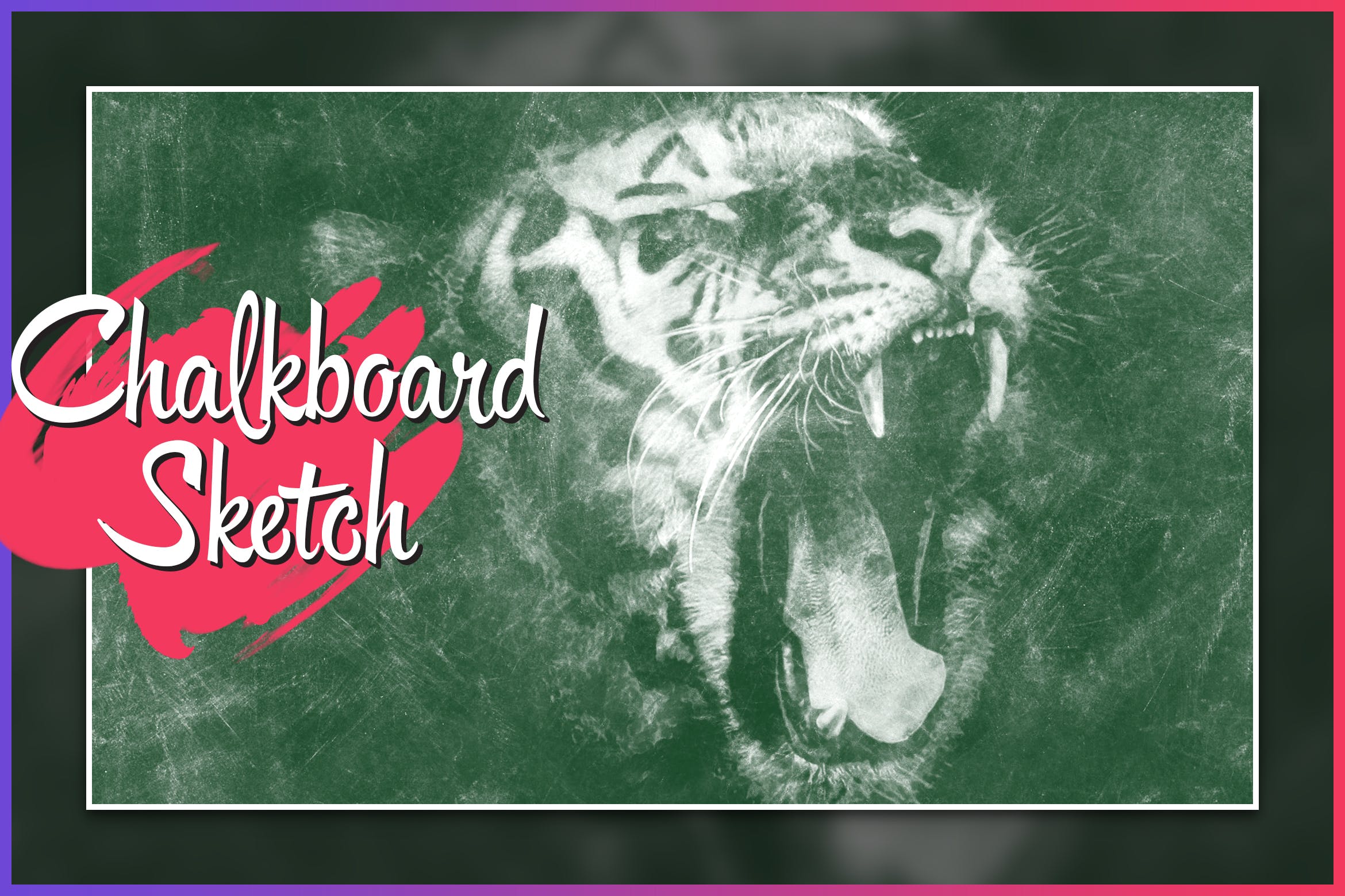 黑板粉笔素描艺术效果素材库精选PS动作 Chalkboard CS4+ Photoshop Action插图
