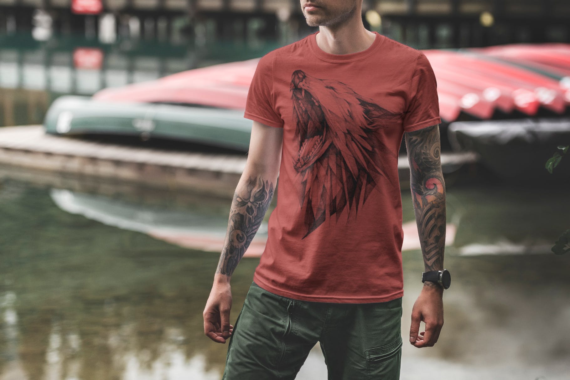 男士T恤印花设计户外场景模特上身效果样机v1 T-Shirt Mockup Adventure  Edition Vol. 1插图(5)