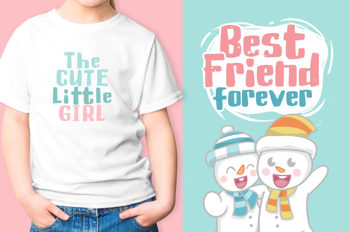 现代清新可爱风格英文手写加粗字体 Cute Snowman插图(1)