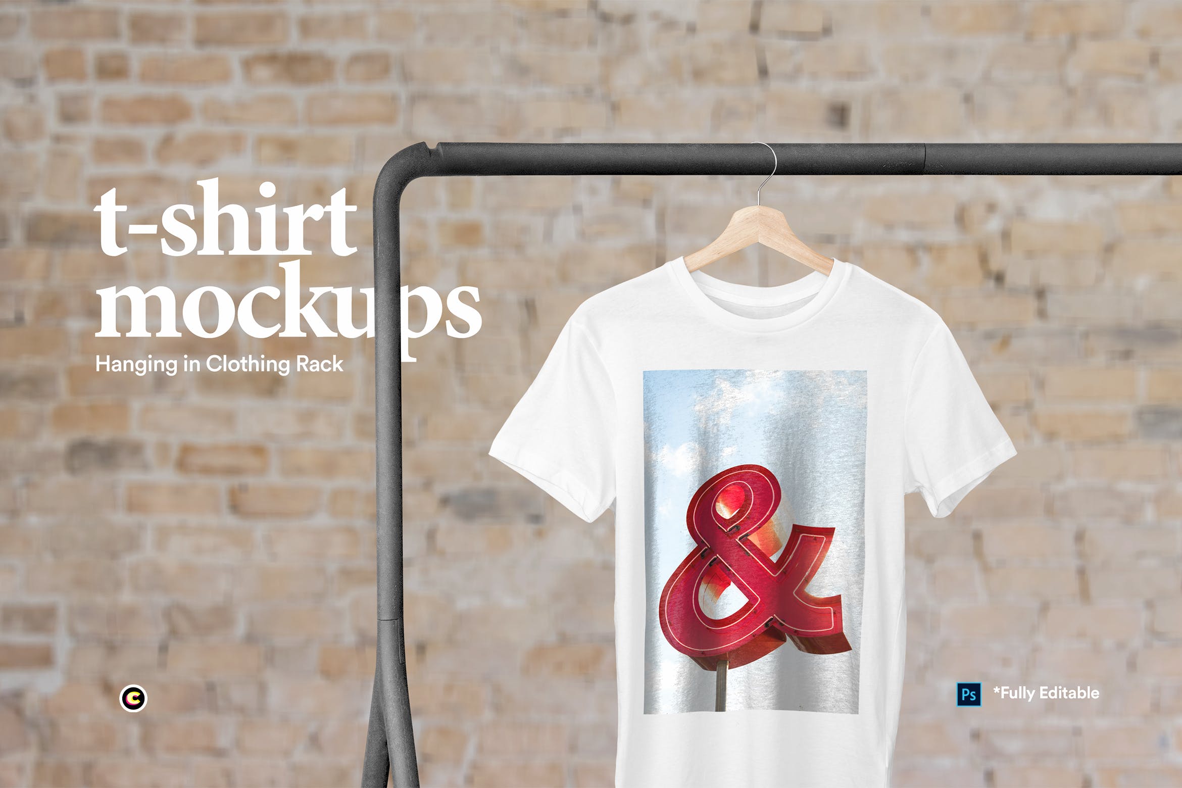 晾晒状态T恤产品展示样机素材库精选模板 Hanging T-Shirt Mockup插图