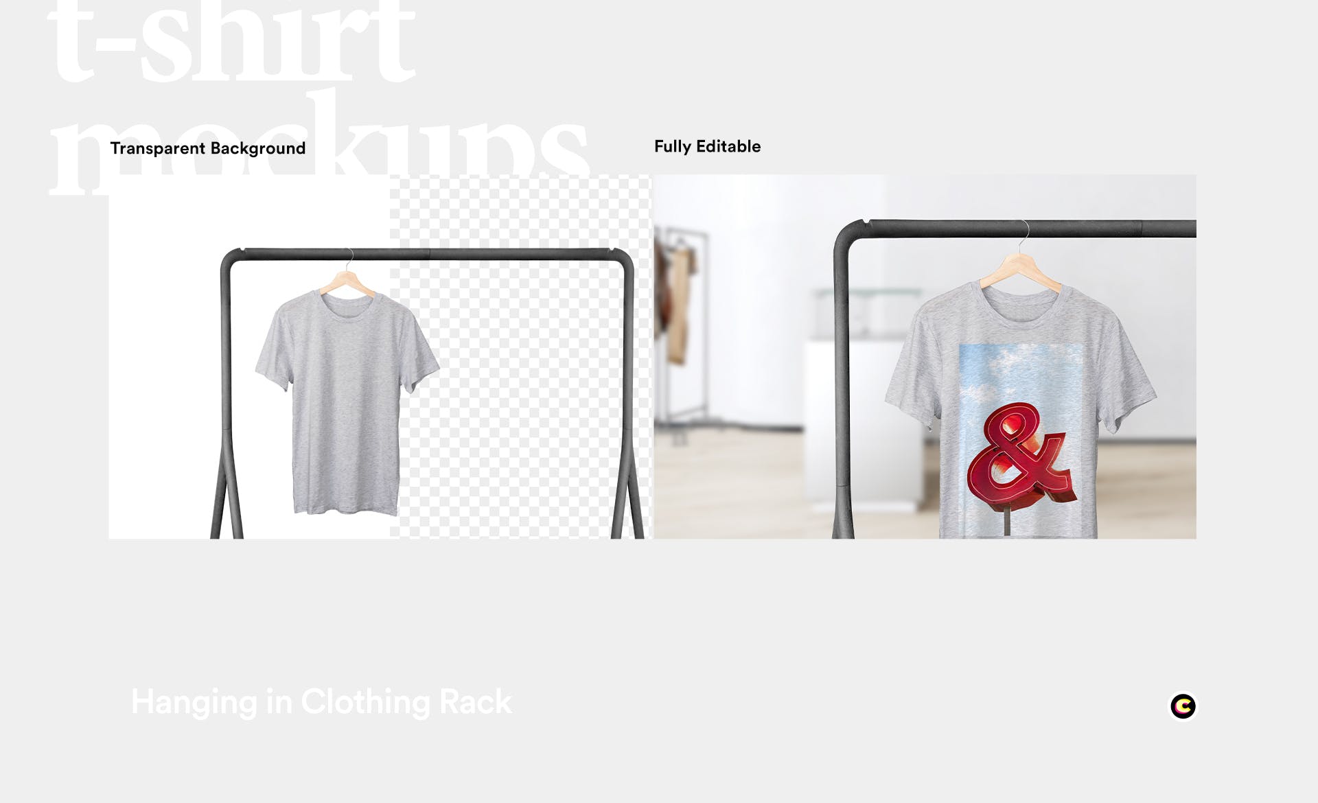 晾晒状态T恤产品展示样机素材库精选模板 Hanging T-Shirt Mockup插图(4)