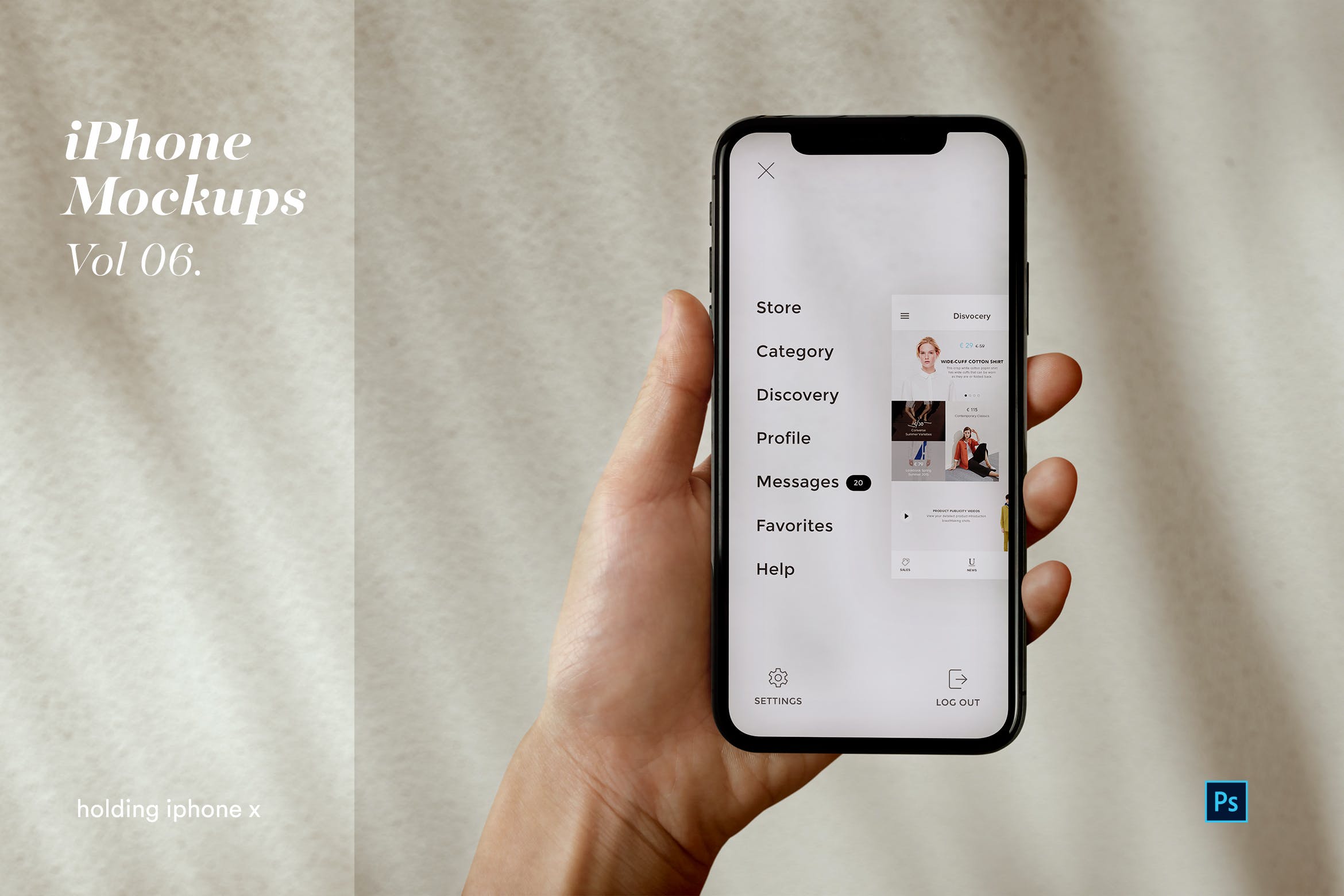 手持iPhone手机屏幕正视图样机模板 iPhone Mockup Set插图