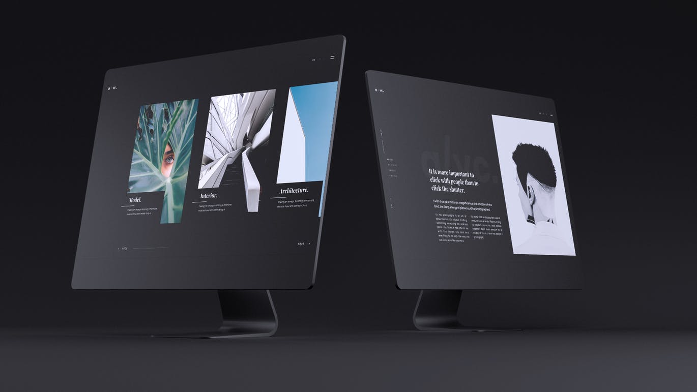 网站UI设计效果图预览黑色iMac电脑样机模板 Dark iMac Mockup插图(13)