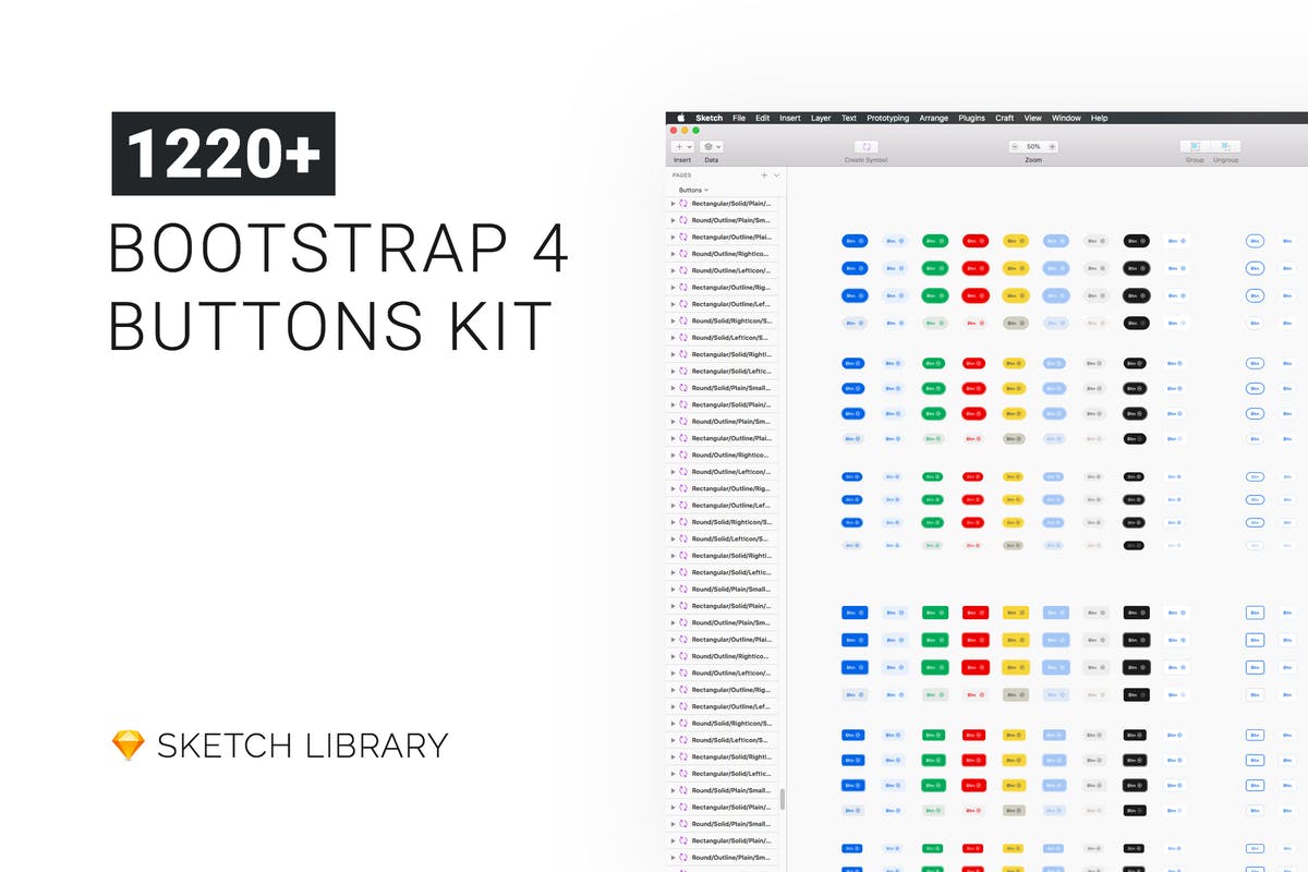 Sketch按钮组件库[1220+按钮样式] Buttons Kit – Sketch Library mButtons插图