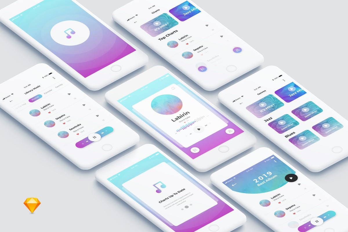 在线音乐播放器APP应用程序用户界面UI套件 One – Music Mobile App Ui Kit插图