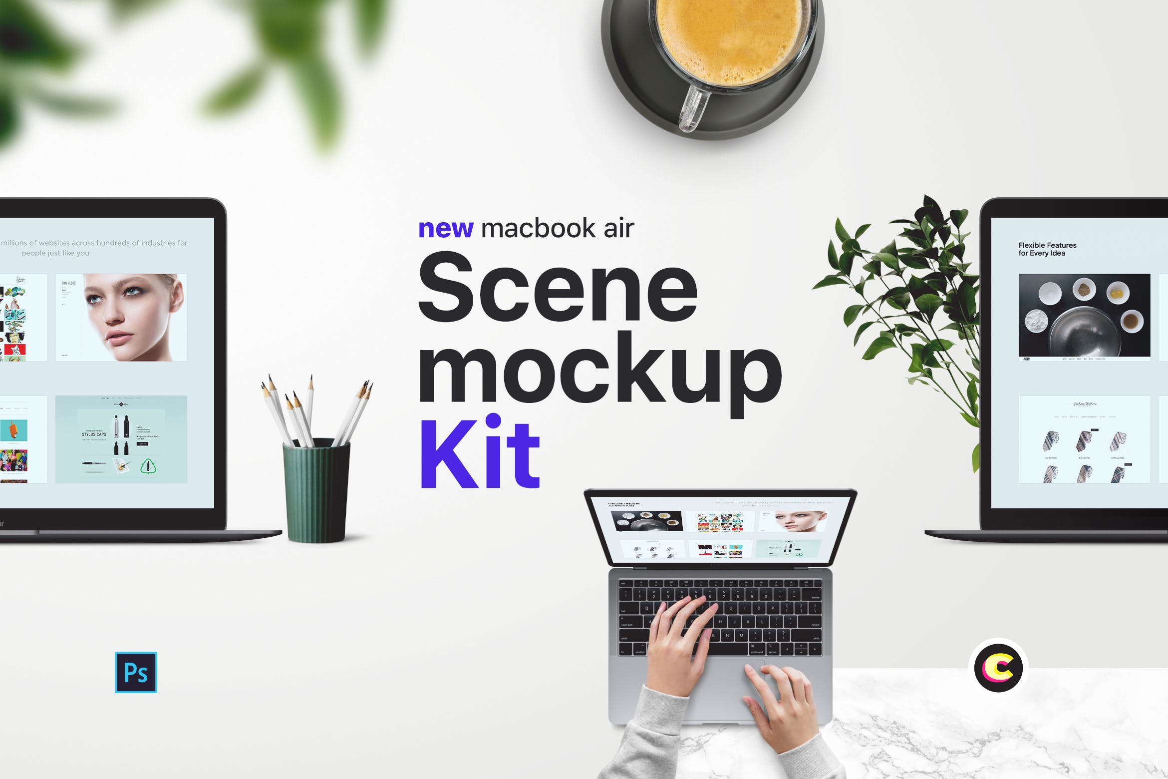 苹果笔记本工作场景屏幕预览样机模板v2 Laptop Mockups vol02插图