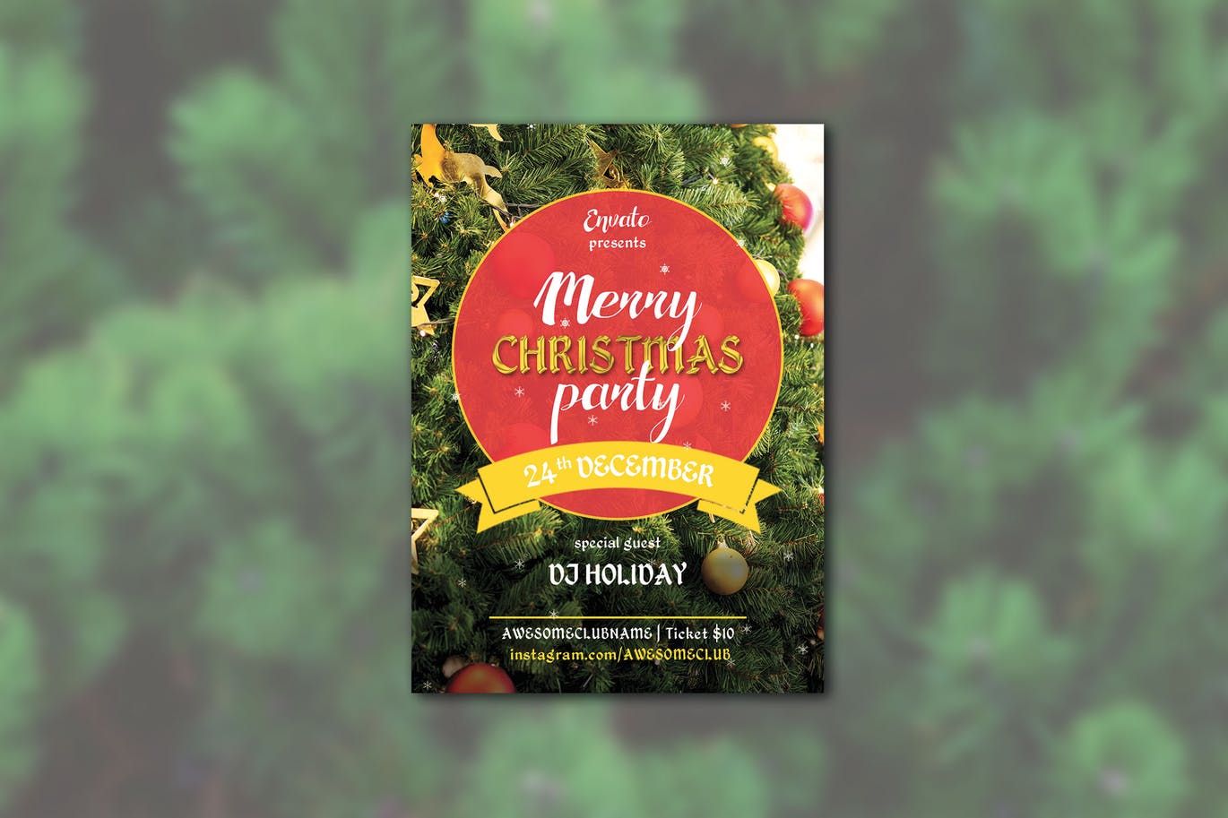 美国信纸大小圣诞节主题传单模板 Merry Cristmas Party Flyer US Letter插图
