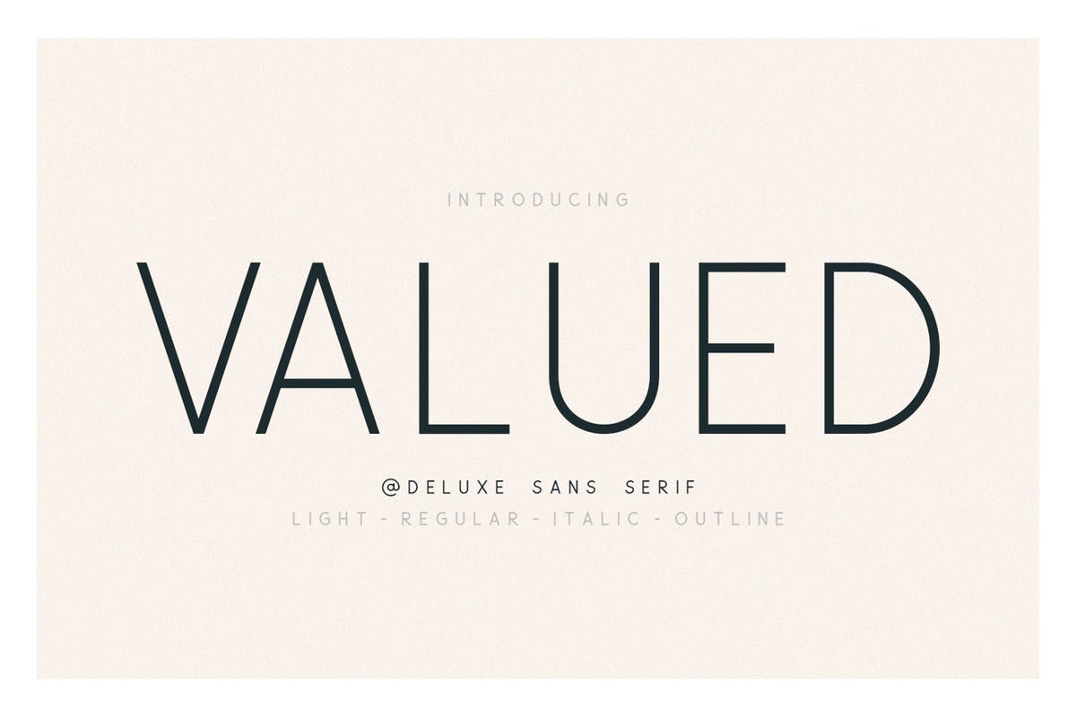 极简主义实心/空心无衬线英文字体家族 Valued – A Deluxu Sans Serif Family插图