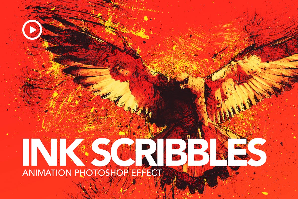油墨涂鸦照片效果PS动作 Ink Scribbles Animation Photoshop Action插图