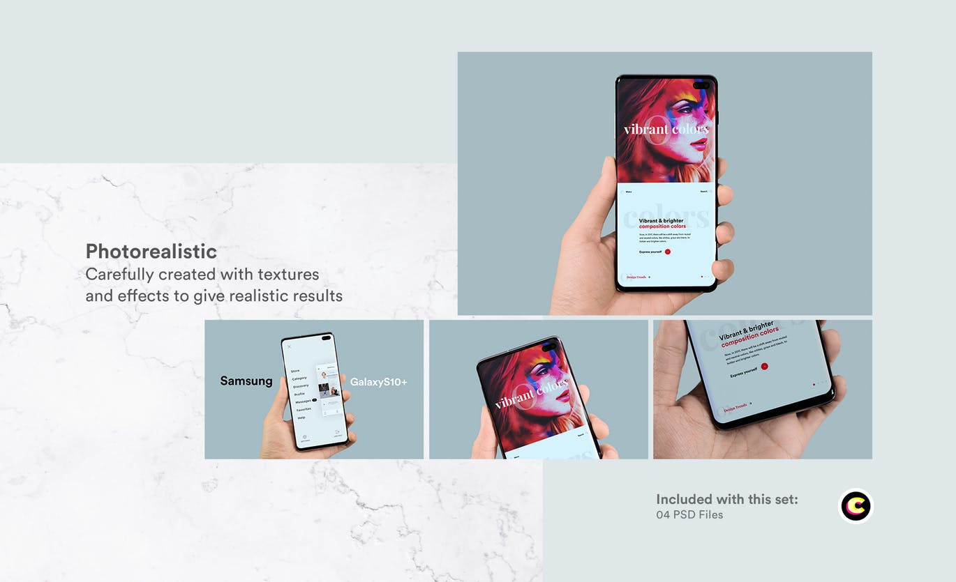 三星全面屏智能手机Galaxy S10样机 Mobile Mockups插图(1)