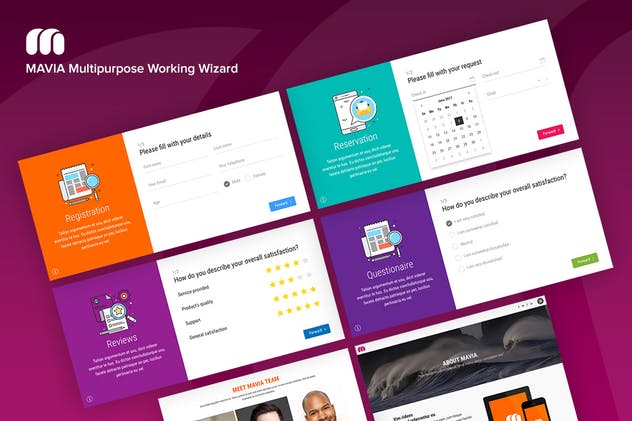 现代设计风格表单页面HTML模板素材库精选 Mavia – Multipurpose Form Wizard插图(1)