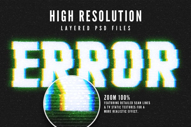 毛刺字体特效设计PSD模板 Photoshop Glitch Text Effects插图(4)