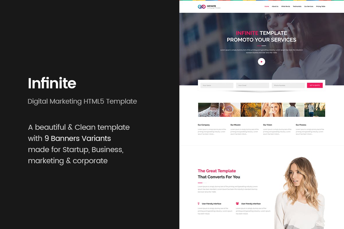 现代创意专业企业网站着陆页HTML模板素材库精选 Infinite – Digital Marketing HTML5 Template插图