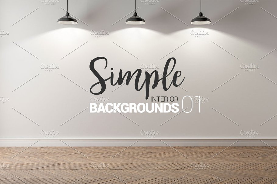 10款室内灯光墙纸墙艺术品场景样机 10 x Simple Interior Backgrounds 01插图