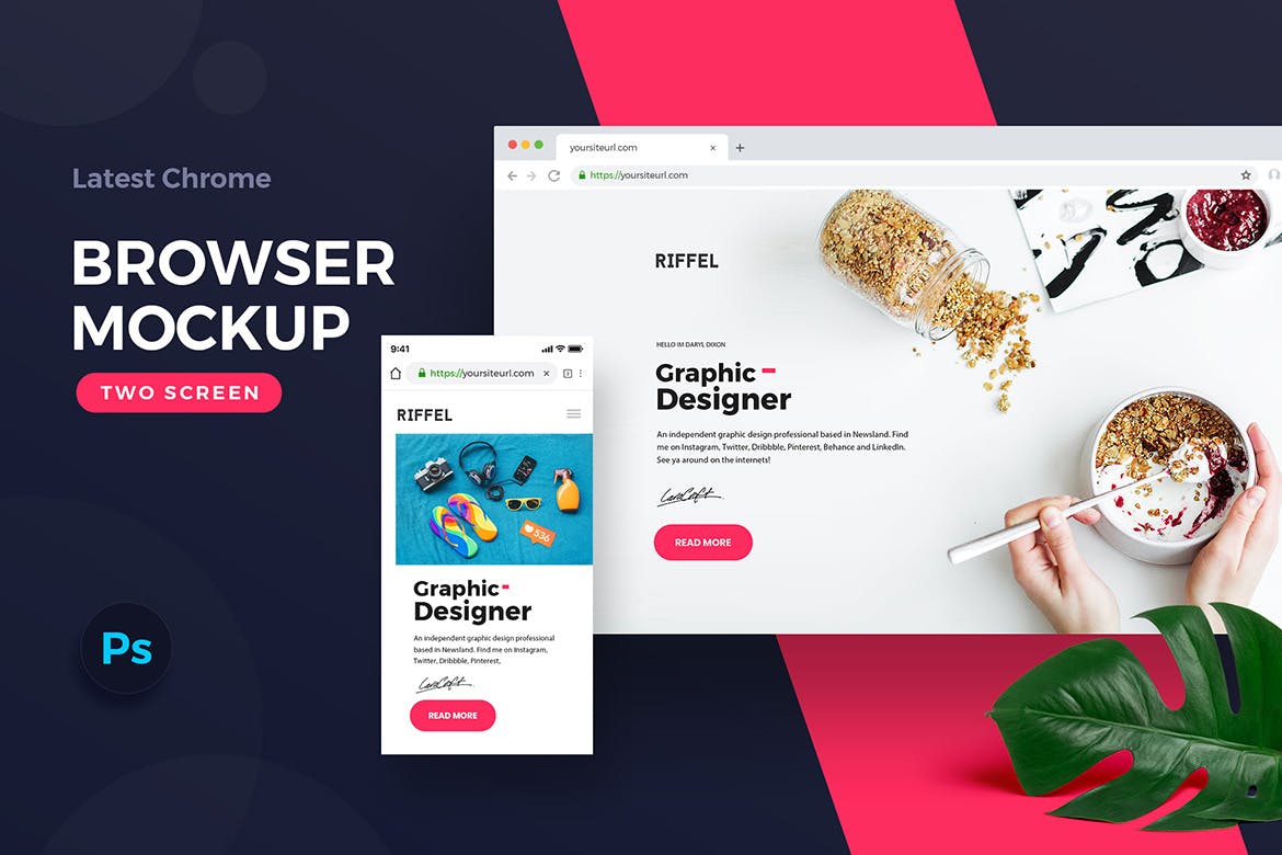 Chrome浏览器界面网站设计效果图预览素材库精选样机模板 Browser Screen Mockups插图(1)