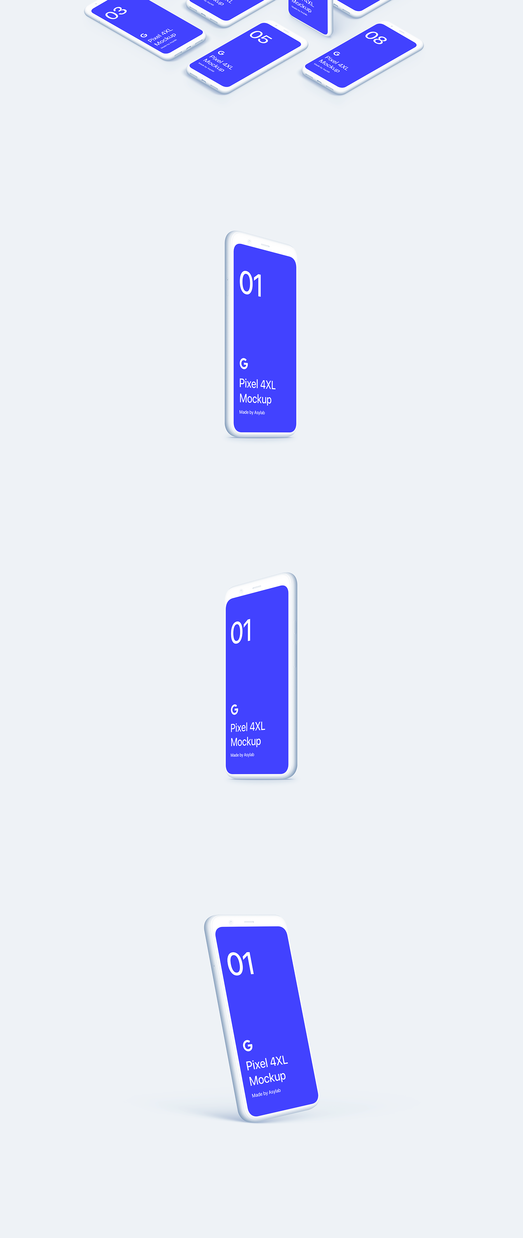 素材库下午茶：Google Pixel 4手机效果图黏土素材库精选样机模板插图(5)