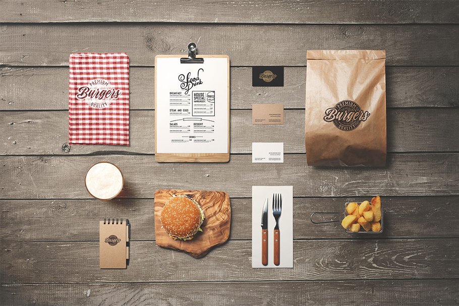 汉堡包面包商店场景样机[1.16G] Burger Store Mockup Creator插图