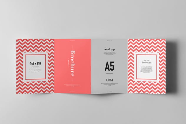 四折页A5规格画册传单样机模板 Four-Fold A5 Brochure Mock-up插图(9)