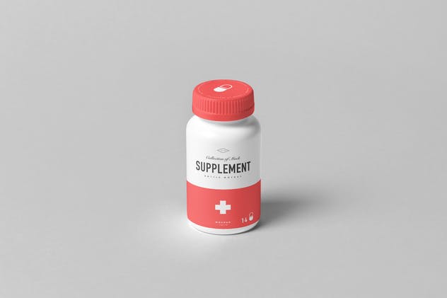 膳食补充剂营养品药罐和包装盒样机5 Supplement Jar & Box Mock-Up 5插图(2)