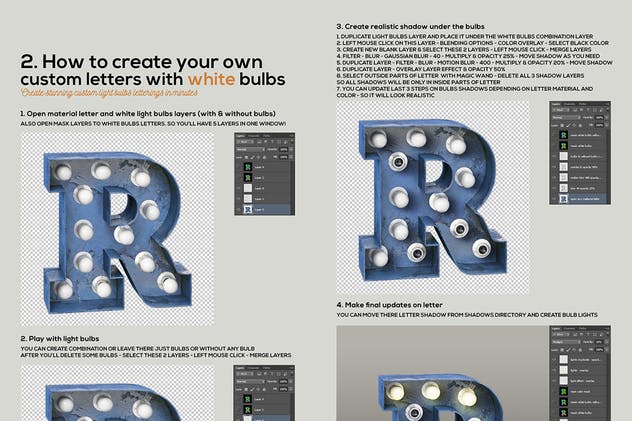 大帐篷灯泡装饰金属字体场景模板6 Marquee Light Bulbs Chaos 6 – Black 2 Lettering插图(6)