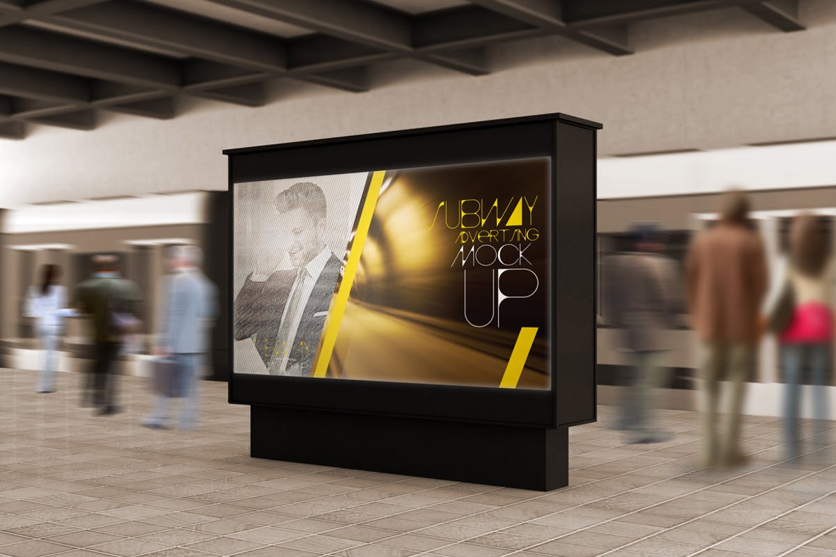 地铁海报广告牌灯箱广告牌样机模板 Subway Advertising Mockups插图